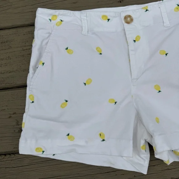 LOFT The Washed Twill Shorts in White Pineapple Print size 2 - Picture 3 of 12
